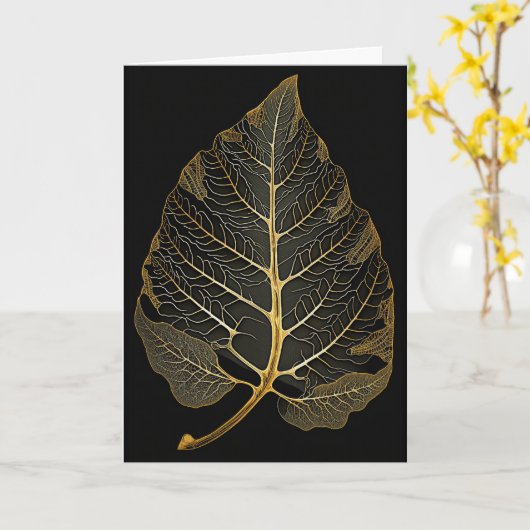 Skeletblad - Goud en Zwart Kaart (Gele Bloem)