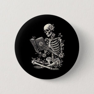 Skeletboek Bloemrijke Schedel Halloween Leraar Kos Ronde Button 5,7 Cm