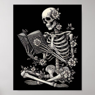 Skeletboek Bloemrijke Schedel Halloween Onderwijze Poster