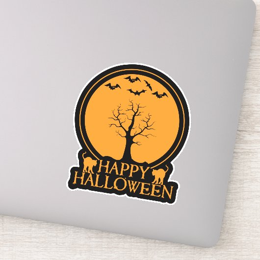 Skeletbomen en katten Halloween ID860 Sticker (Detail)