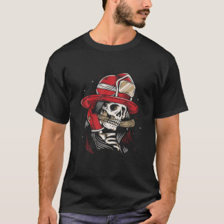 Skeletbrandblusser Lazy Halloween Costuum Skull T-shirt