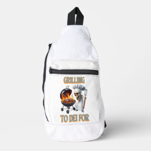 Skeletchef grillen om te sterven voor sling bag