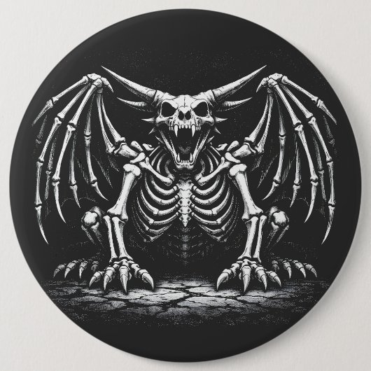 Skeletdraak door BurnsInHell Ronde Button 6,0 Cm (Voorkant)