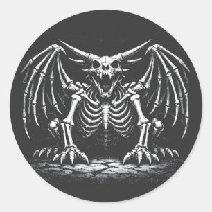 Skeletdraak door BurnsInHell Ronde Sticker