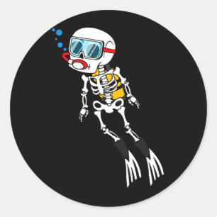 Skeletduiker Halloween Onderwater Duiken Ronde Sticker