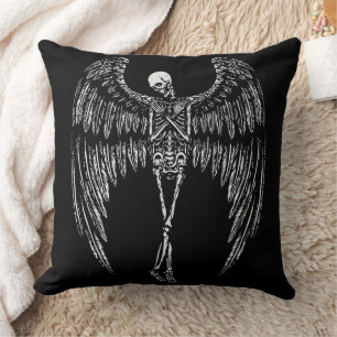 Skeletengelvleugels in zwart en wit kussen