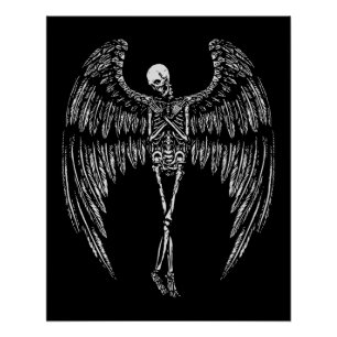 Skeletengelvleugels in zwart en wit perfect poster