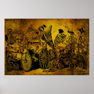 Skeletfietsers van José Guadalupe Posada Poster