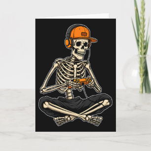 Skeletgamer Halloween-gaming jongens mannen grappi Kaart