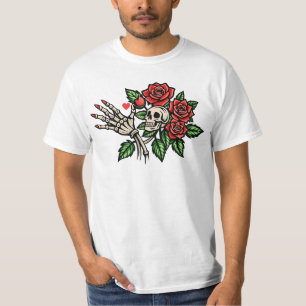 Skelethand met rode rozen Zelfzorg T-shirt