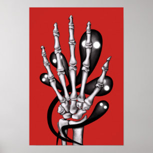 Skelethand met spoken poster