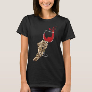 Skelethandbedekking Rode wijn Hallowine Hal T-shirt