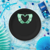 Skelethanden, hart, röntgenkostuum papieren bordje (Feest)