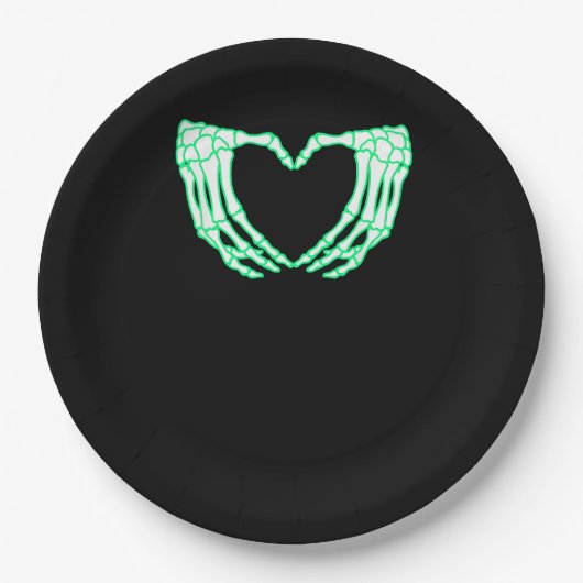 Skelethanden, hart, röntgenkostuum papieren bordje (Voorkant)