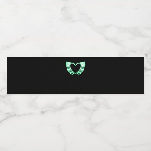 Skelethanden, hart, röntgenkostuum waterfles etiket (Enkel label)