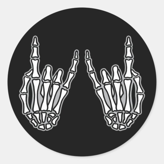 Skelethanden rots en rol ronde sticker (Voorkant)