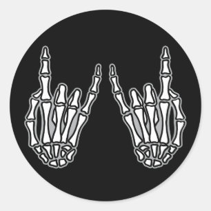 Skelethanden rots en rol ronde sticker
