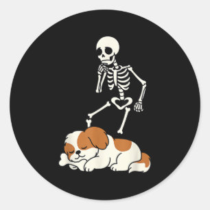 SkeletHond Halloween Skelet Jacht Shih Tzu S Ronde Sticker