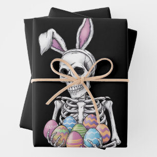 Skeletkonijn met paaseieren grappig konijn inpakpapier vel