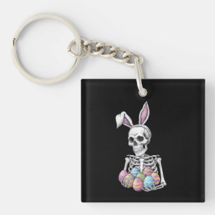 Skeletkonijn met paaseieren grappig konijn sleutelhanger