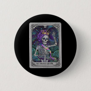 Skeletkoningin Tarotkaart Gotische Hekserij Hallow Ronde Button 5,7 Cm