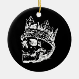 Skeletkop met een Kroon op een Keramisch Ornament