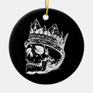 Skeletkop met een Kroon op een Keramisch Ornament