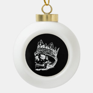 Skeletkop met een Kroon op een Keramische Bal Ornament