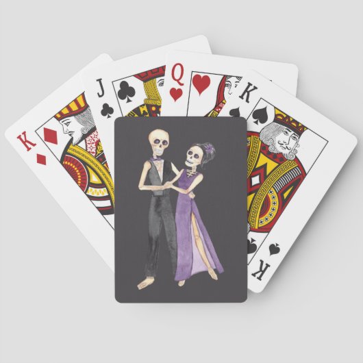 Skeletkoppeling op een set pokerkaarten (Achterkant)