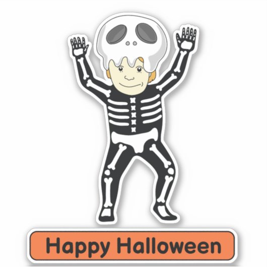 Skeletkostuum kind Sticker (Voorkant)