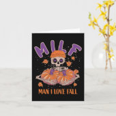 Skeletman Ik hou van herfst plezier skelet pompoen Kaart (Gele Bloem)