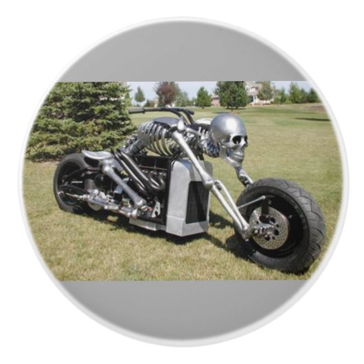 Skeletmotorfiets op keramische knobbels en pullen keramische knop (Voorkant)