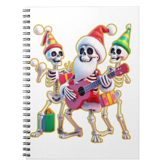 **Skeleton 3D Christm Santa Party – Funnyas Skelet Notitieboek (Voorkant)