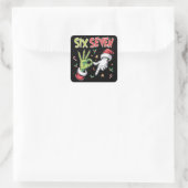 Skeleton 6 7 Christmas Six Seven Meme Xmas Vierkante Sticker (Tas)