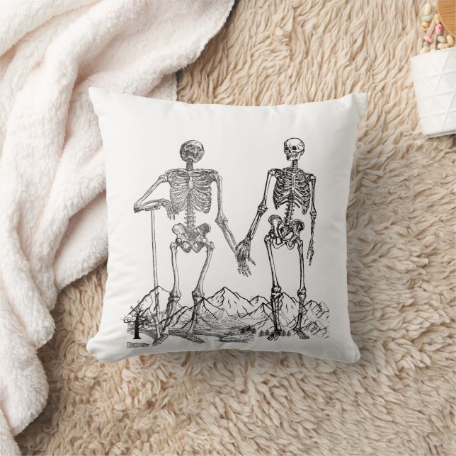Skeleton Art White Pillow Kussen (Deken)