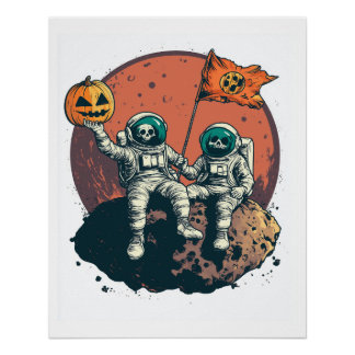 Skeleton Astronaut Crew Perfect Poster