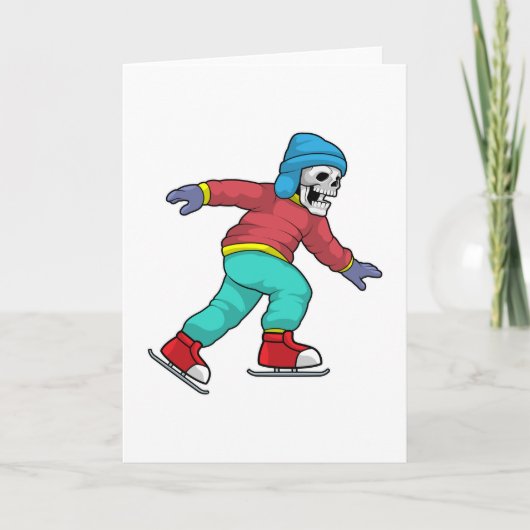 Skeleton at Ice skating with Ice skates Kaart (Voorkant)