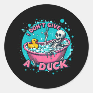 Skeleton Bad Humor Rubber Eend Funny Halloween Ronde Sticker