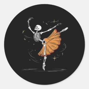 Skeleton Ballerina Ballet Dans Halloween Ronde Sticker
