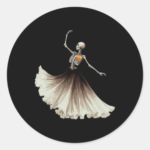 Skeleton Ballerina Ballet Dans Halloween Vrouwen G Ronde Sticker