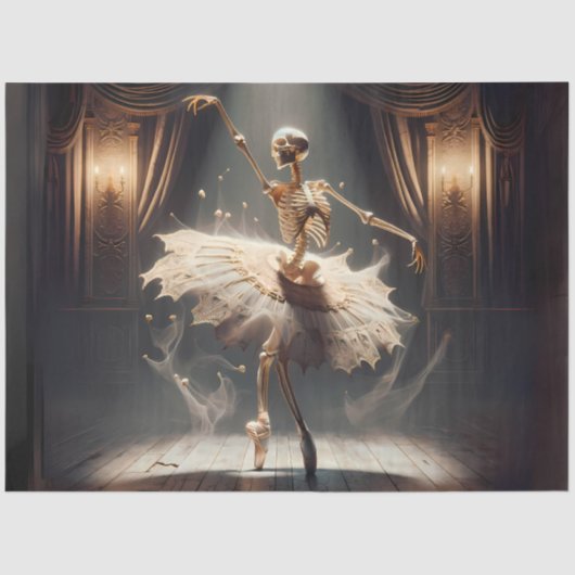 Skeleton Ballerina op het podium - Gothic Ballet Tissuepapier (Voorkant)