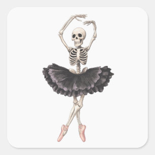 Skeleton Ballerina - Spooky Grace Ontmoet Gothic Vierkante Sticker