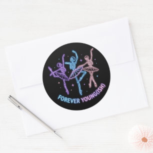 Skeleton Ballerina Verjaardag Voor altijd jong(ish Ronde Sticker