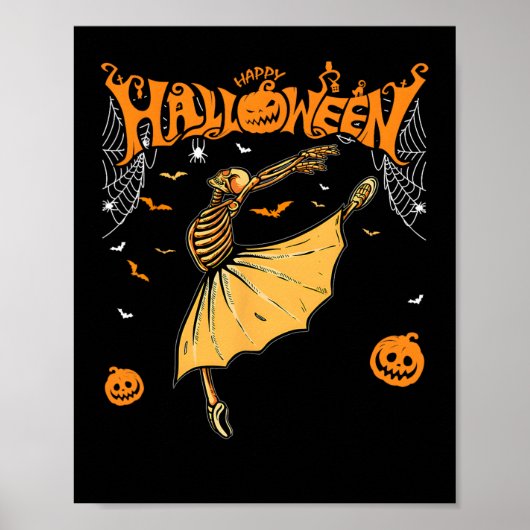 Skeleton Ballerinas Ballet Dance Cute Halloween Co Poster (Voorkant)
