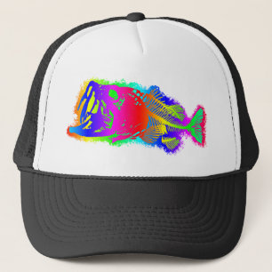 SKELETON BASS Multi-Color Psychedelic Trucker Pet