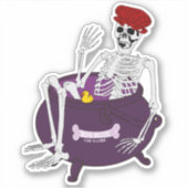 Skeleton Bathing in Cauldron Sticker (Voorkant)