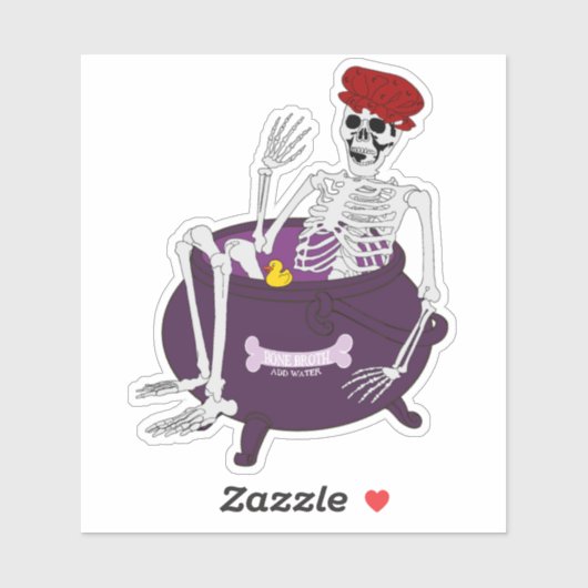 Skeleton Bathing in Cauldron Sticker (Vel)