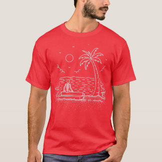 Skeleton Beach Chill Summer Natuur Line Art T-shirt