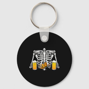 Skeleton Beer Lover Hamburger Pizza Xray Halloween Sleutelhanger