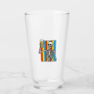 Skeleton Beer Regenboog Vintage Graveer Shirt_1 Glas